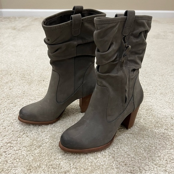 Ugg Australia Dayton Slouchy Gray Leather Mid Calf Heeled Boots Size 5 “NEW”, - Picture 1 of 16
